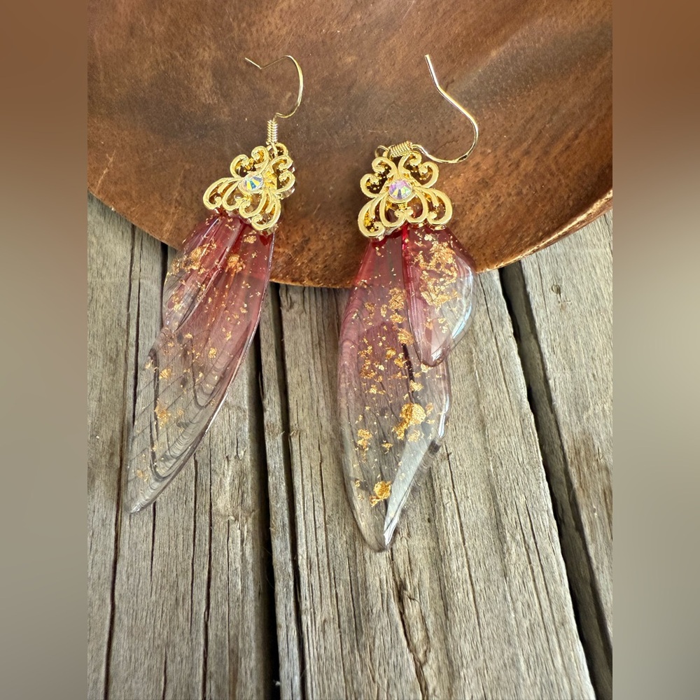 Acrylic Butterfly /Fairy Earrings! NWT